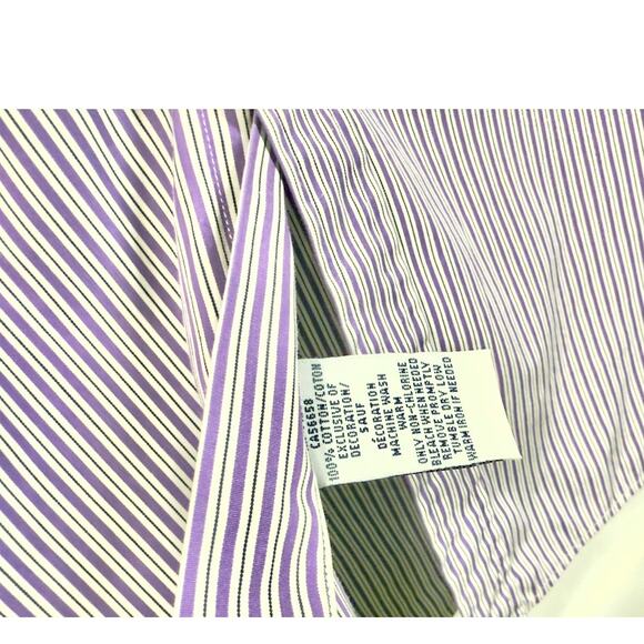 Ralph Lauren Button Up Collared Shirt Purple Stripe Casual Preppy Men L18(34/35) - Picture 7 of 9